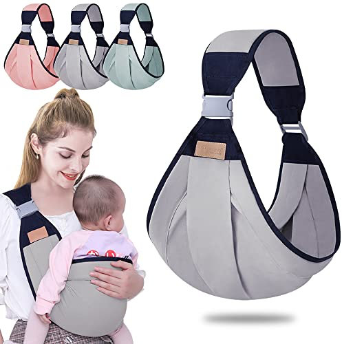 Tyuodna Tragetuch Baby,Babytrage Neugeborene ab Geburt，Verstellbare Babytragetuch mit Dicken Schultergurten,Tragegurt Baby,Baby Carrier für Babys von 0 bis 36 Monaten (Grau)