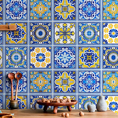 RE-COVERTILES - Adesivi Piastrelle Cucina Bagno Mattonelle adesive in PVC Impermeabili Antigraffio Stickers Decorazione Parete Cementine Peel and Stick - Modello 24 Pz 20x20 cm PS00234 Made in Italy
