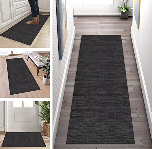 ZUZEKU Tapis de couloir, au mètre, noir, 40 x 100 cm, pour couloir, cuisine, chambre à coucher, salle à manger, en polyester, vendu au mètre, personnalisable