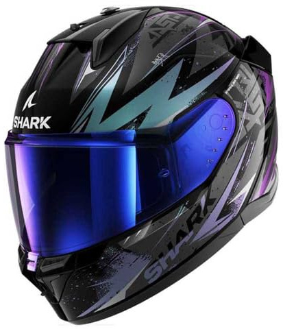 SHARK, Integralhelme motorrad D-SKWAL 3 BLAST-R black green glitter KGX, XL | Kratzfestes Visier