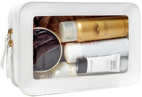 Clear Makeup Bag Small, TSA Approved Portable Toiletry Bag with Zipper Cosmetic Travel Bag Makeup Organizer Case Mini Makeup Pouch for Purse Car Organizer Bag for Women Men