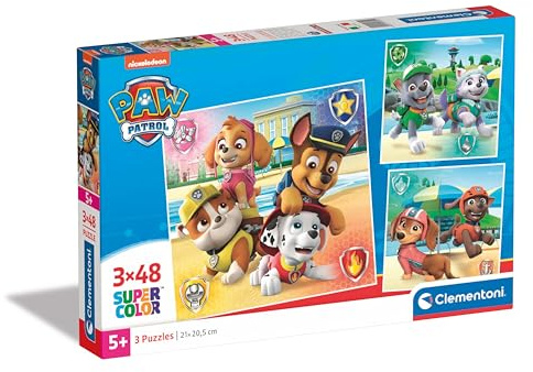 Clementoni Supercolor Paw Patrol Puzzle 3 x 48 Teile - Puzzle für Kinder ab 5 Jahren - buntes Kinderpuzzle mit besonderer Leuchtkraft & Farbintensität 25301