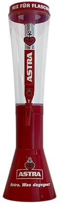 Astra Bier-Turm, Beer Tower, Biersäule, Zapfsäule, Getränkespender, mit Kühlung, 3,0 Liter, rot/transparent