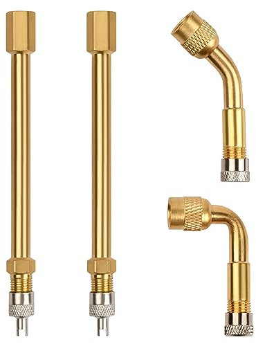 Pinsheng 2 Stück Reifenventilverlängerungsadapter 100mm Ventilverlängerung Messing Valve Extenders Reifenventil-Verlängerungsstange für Motorrad,Fahrrad,PKW, Roller