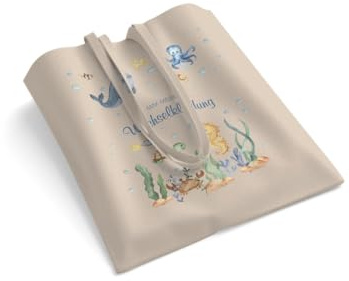 easyprint Tragetasche mit Name personalisieren | Stoffbeutel bedruckt | Unterwasser | Kita Turnbeutel | Farbe wählbar | Jutebeutel | Wechselkleidung | Kindergarten | Schule