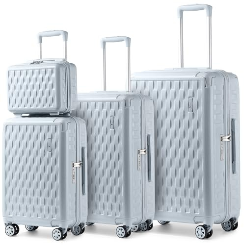 Sea choice Kofferset Handgepäck Hartschalenkoffer Eckenschutz 4 Stück Gepäck Set mit Kosmetikkoffer PC+ABS TSA-Schloss Reisekoffer M-L-XL (55cm/65cm/75cm)