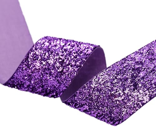 Wambere 1 Roll 22 Meter Satinband,20mm Glitzer Dekoration Geschenkband Hochzeit Stoffband Schleifenband Breit Taufe und Geburtstag für Hochzeit DIY Dekoration Geschenke Hochzeitsdekoration,Lila