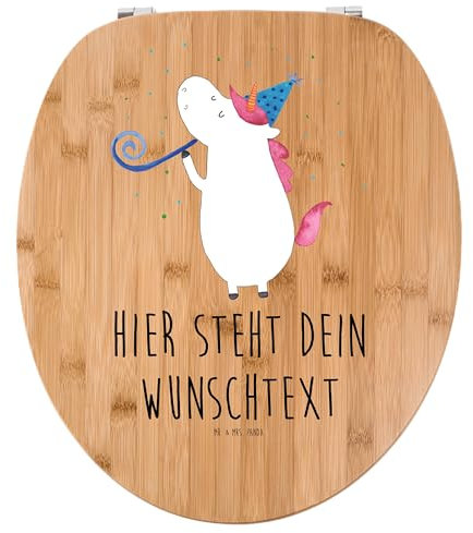 Mr. & Mrs. Panda Personalisierter WC Sitz Motiv Einhorn Party - Personalisierte Geschenke, Toilettensitz, Klodeckel, Klobrille, WC-Deckel, Toilettendeckel, Disco, Einhörner, mit Namen, Alkohol