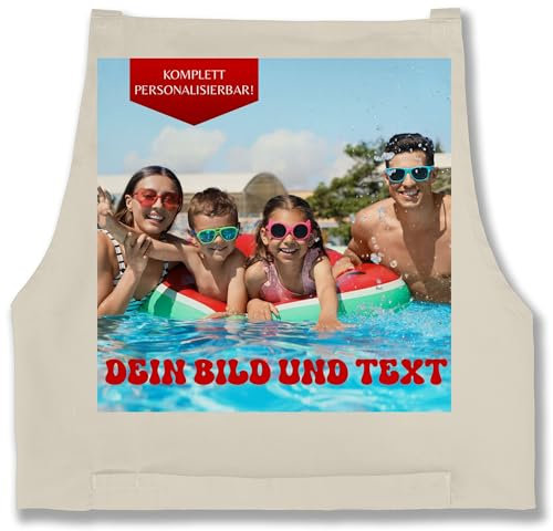 Schürze - Erwachsene - Geschenk mit eigenem Foto und Text personalisiert I Eigenes Bild I Custom Photo Text - 85x69 - Natur Weiß - personalisierte kochschürze selbst drucken pictures backschürze