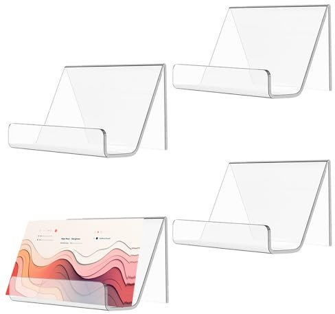 Zfseyuh 4 Stück Ständer für Visitenkarten 9x6cm Visitenkartenhalter Acryl Langlebig Visitenkartenständer Transparent Visitenkartenständer Visitenkarten Display für Schreibtisch Büro Namenkarte