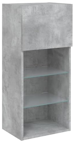 vidaXL TV Schrank, Fernsehschrank mit LED-Leuchten, Lowboard HiFi Schrank mit viel Stauraum, Wandmontage Fernsehtisch TV Möbel, Betongrau