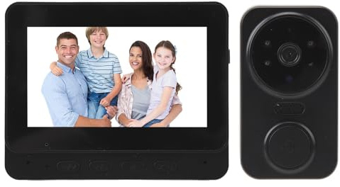 Sonnette Vidéo sans Fil, Interphone Visuel WiFi 2,4 GHz avec Objectif Grand Angle Haute fidélité 1080P, Conversation Bidirectionnelle, Type C, Vision Nocturne Infrarouge