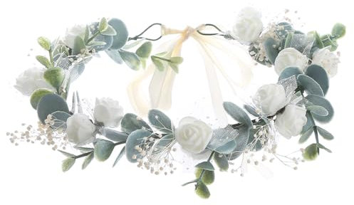 Blumenkranz Haare, Haarschmuck Hochzeit, Braut Haarschmuck, Künstliche Blattgirlande Haarreif als Damen Kopfschmuck für Hochzeitsparty, Jga, Geburtstag Feier, Strandparty, Kommunion