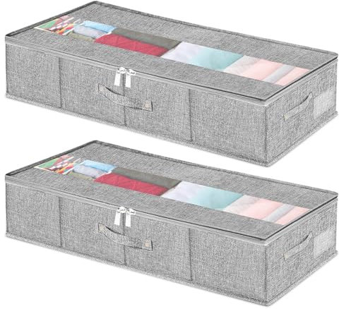 Kidemlra Unterbettkommode mit Rollen, rollende Unterbett-Aufbewahrungsbehälter mit Deckel, Unterbett-Schuh-Aufbewahrungsbehälter mit 60 l großem Fassungsvermögen, Unterbett-Schublade für Kleidung,