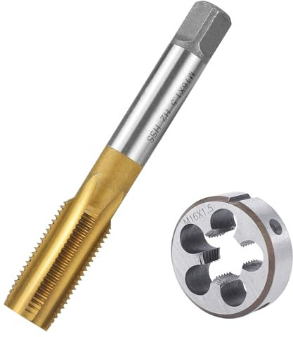 BIGP Maschio Filettato M16 X 1,5, Filettatura Metrica e Maschio, Set di Maschio e Filiera HSS, Maschio a Mano Passo Destro, Strumenti per Filettatura per La Lavorazione del Legno e del Metallo