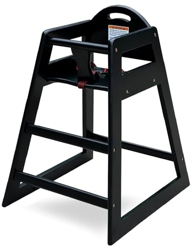 Wooden High Chair for Baby & Toddler – Restaurant-Style Stackable HighChair with Commercial Grade Solid Wood for Dining Table & Kitchen – Compact & Portable Design for Home & Restaurant Use - Black