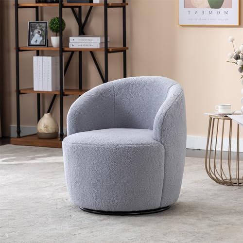 Eleganter Luxus Stuhl, moderner multifunktionaler Drehsessel mit gepolsterter Rückenlehne und Metallfuß, ideal für Wohnzimmer, Schlafzimmer, Café(Color:grau)