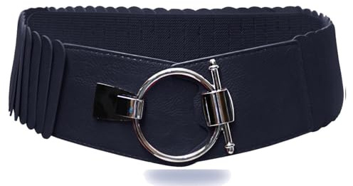 Gloop Damen Taillengürtel Elastischer gürtel 8 cm breiter Hüftgürtel silberner Ring