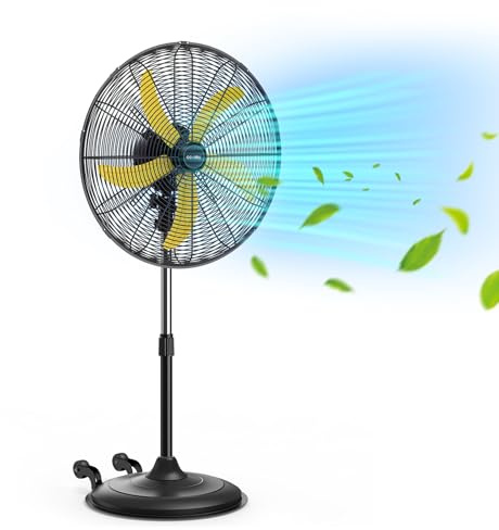 CCGIRU 5300 CFM 20 High Velocity Oscillating Pedestal Fan, 3-Speed Professional Standing Fan, Heavy Duty Industrial Fan with Aluminum Blades for Commercial, Warehouse, Garage, UL Listed