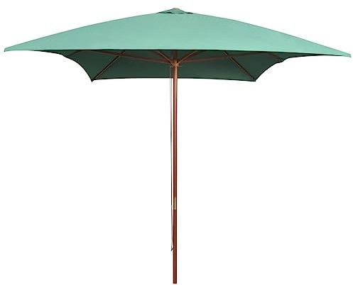THOYTOUI Sonnenschirm, Angel schirmzelt Fishing umbrella Fischerschirm Angel regenschirm Geeignet für Balkon Veranda Terrasse Garten 200x300 cm Holzstange Grün