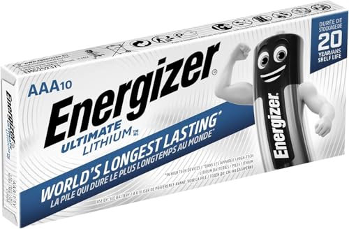 Energizer Ultimate Lithium Lot de 10 Piles AAA au Lithium Longue durée pour appareils à Haute consommation, Plus légères et 20 Ans de durée de Vie