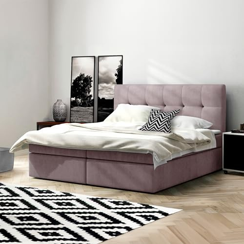 Imebel Holly Boxspringbett 160x200 cm mit 2 Bettkästen und Topper – Bett mit Matratze H3 - Samt Velours, Hochwertig, Individuell anpassbar