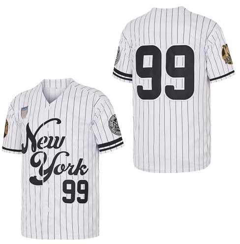 NY Jersey Herren New York 99 Baseball Trikots Shirts Hip Hop Button Down für Party Weihnachten Grau
