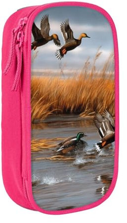 UENFFKDAP Jagd fliegende wilde Ente Große Kapazität Federmäppchen Schüler Federmäppchen Kosmetiktasche Geeignet für Schulen und Büros, Unisex, rose, Einheitsgröße, Kosmetiktasche