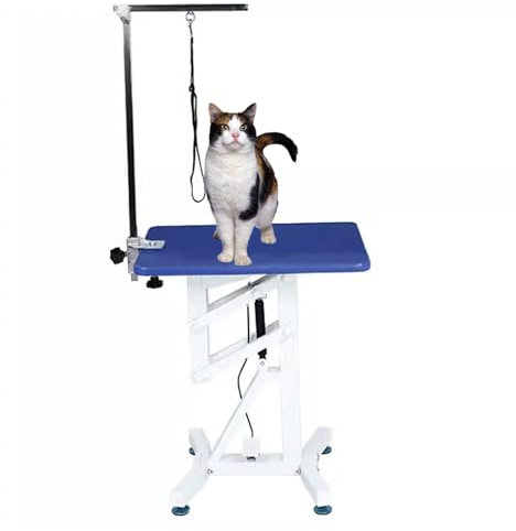 Hundefriseur Tisch Höhenverstellbar Drehbar Trimmtisch für Hunde, MDF Platte und Gummioberfläche für Kleine, Mittlere und Große Hunde, Katzen, Andere Haustiere(Blue,60 * 45 * 70-102cm)