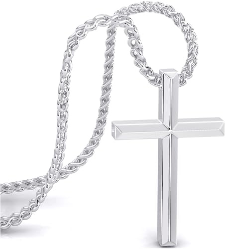 SERASAR Collana con croce Gioielli da uomo in acciaio inossidabile 60cm - argento sterling 925 Regalo di compleanno per