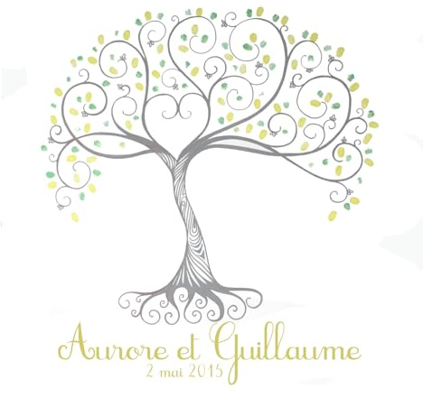 Tableau arbre de vie à empreintes de mariage livre d'or original cadeau 80 x 80 cm