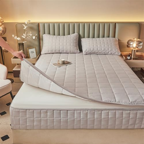Housse Integrale Matelas 140x190 Personnalisable Housse de Matelas avec Fermeture éclair Housse Protection Matelas Déménagement Couvre Protège-Matelas Lavable Surmatelas Matelassé (140x190+30cm,Gray B