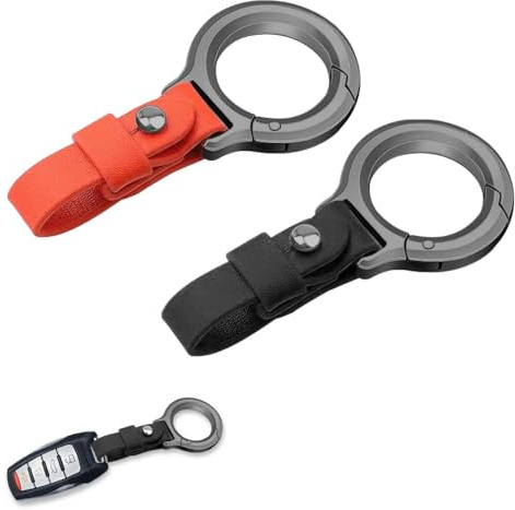 2 Stück Schlüsselanhänger aus Leder, Autoschlüssel mit Alloy Ring, personalisierter Schlüsselanhänger für Männer und Frauen (schwarz und rot).