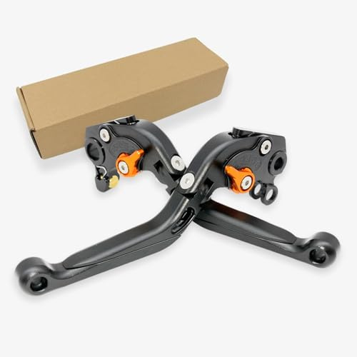 Kompatibel mit KTM 690 SMC/SMC-R/Duke/Duke R 2012–2013 Brems- und Kupplungshebel, CNC-Aluminium, ausziehbar, verstellbare Hebel, Zubehör (Schwarz / Orange)