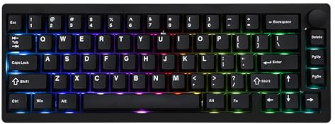 EPOMAKER P65 QMK/VIA Wireless Aluminum Gaming Keyboard, Bluetooth/2.4Ghz/USB A-C, Hot Swappable, Gasket-Mount, NKRO, for Mac/PC/PS/Xbox (Black, Wisteria Linear Switch)