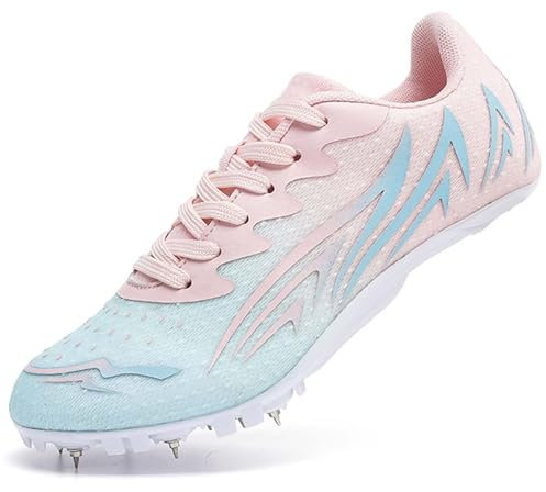 Hiuzylqx Zapatillas De Atletismo Mujer Zapatillas Deportivas Correr Clavos Transpirable Antideslizante,Ligero para Salto Alto Y Largo,C,34 EU