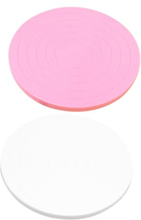 Cabilock Supporto Girevole per Torta 2 Pezzi in Plastica Base Antiscivolo per Decorazione Dolci 360 Gradi, per Cucina Domestica e Piccole Pasticcerie