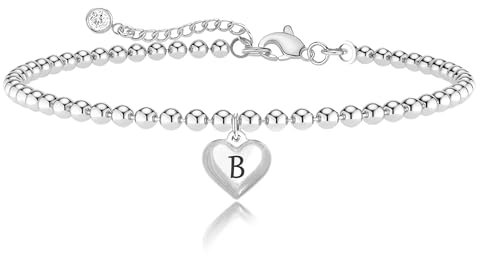 SAMINO Bracciale Lettera Iniziale Per Donna Ragazza Idee Personalizzato Acciaio Inossidabile Amicizia Braccialetto Donne Mamma Sorella Figlia Moglie Compleanno Di Natale (B)
