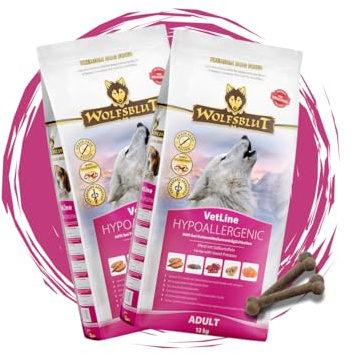 Wolfsblut Vetline Hundefutter - Hypoallergenic, 2x12kg - Sparbundel, Sparpaket - inklusive Warnicks Tierfutterservice Hundesnack Goodie