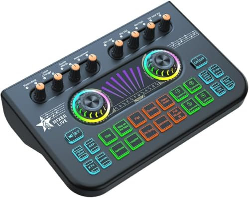 Mesa Mezclas DJ, Mezclador de audio for juegos, mezclador de transmisión con interfaz de audio BT Tarjeta de sonido Cambiador de voz Tarjeta de sonido