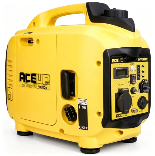 Aceup Energy 1300 Watt Inverter Pure Sine Wave Petrol Silent Generator | 4-Stroke Portable Quiet Generator Ultra-Lightweight with 230V/12V/USB for Home Use, Camping, Caravan