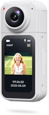 TQUXNGA Caméra d'action de poche, caméscope de sport, rotation à 180 degrés, monture d'objectif portable, enregistreur vidéo d'extérieur portable avec lanière de poche