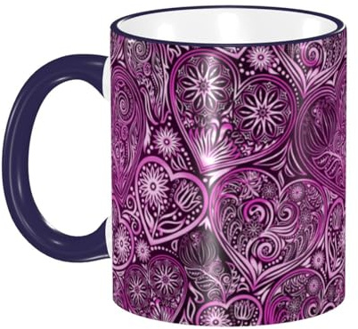 asbwuo Tasse à café avec anse en forme de cœur et de fleurs, tasse à thé, tasse à boire, tasses à café en céramique réutilisables, drôles et originales, les tasses, cadeaux, 325 ml