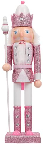 Toyvian Pink Wooden Nutcracker Giant Christmas Nutcracker Soldier Figurine Christmas Decoration Desktop Ornament Holiday Decor