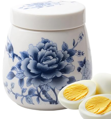 Krujecnt Cuociuova in ceramica, stile vintage, 220 ml, portauovo in ceramica, per cucinare colazione, servire cucina, dessert al vapore, donne e uomini