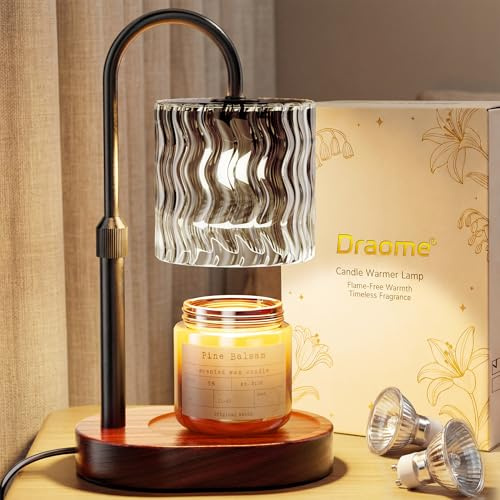 Draome Candle Warmer Lamp - Dimmable & Timer with 2 Bulbs for Jar Candles | Birthday Gifts for Women Mum Candles Lamp, Height Adjustable Flameless Wax Melt, New Home Bedroom Decor House Warming Gifts