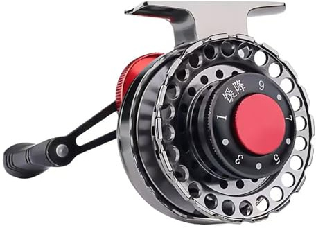 Inline Ice Fishing Reel Full Metal Coil 6+1BBs Ratio 65mm Spool Fly Reel Magnetic Brake Fishing Wheel Pesca Winter Tackle Fishing Accessories (Left Hand)