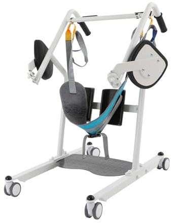Patientenlifter Transferstuhl für Zuhause bis 130kg,Mobility Aufstehhilfe Bett und Sofa aus Stahl mit drehbarem Sitz Kniepolstern & 4 Lenkrollen (2 mit Bremse),Pflege & Hilfsmittel Transferhilfe