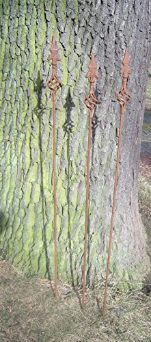 3er Set Gartenstab, Rankstab, Rosenstab, gedr. Spitze Eisen Rost,115