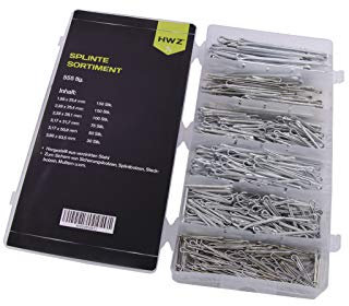 555 pezzi assortimento di splinten in acciaio, perni di sicurezza adatti per bulloni di sicurezza, bulloni a innesto, dadi